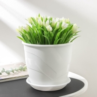 Горшок для цветов с поддоном &laquo;Венеция&raquo;, 3,1 л, d=19 см, цвет белый