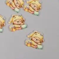 Декор для творчества акрил "Медвежонок в пижамке с баночкой мёда сладко спит" 3х3х0,2 см