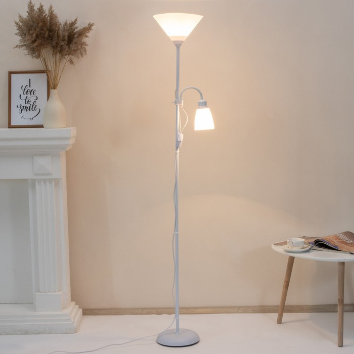 Торшер "Тренд 2" 1х40Вт Е27+1хЕ27 40Вт белый 22х22х180 см.