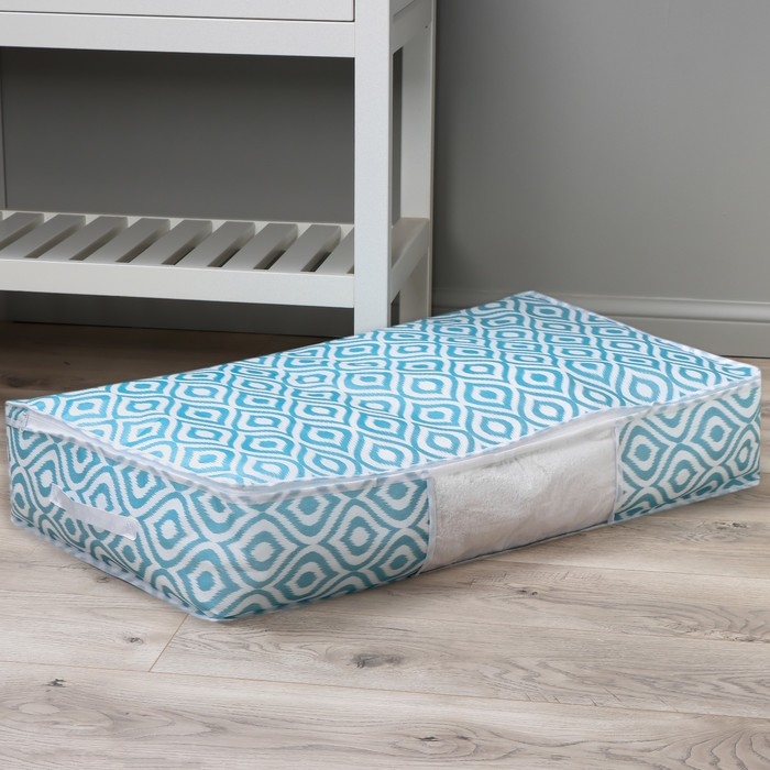 Кофр для хранения вещей Доляна &laquo;Лагуна&raquo; с ПВХ-окном, 80&times;45&times;15 см, цвет бирюзовый