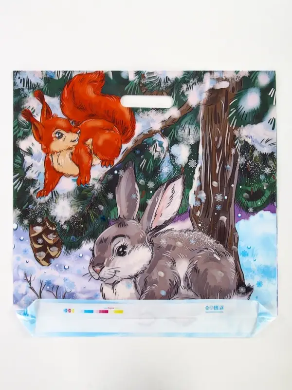 Пакет "Зимовье", полиэтиленовый с вырубной ручкой, 38х45 см, 50 мкм