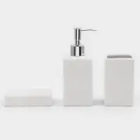 Набор для ванной "Лепесток", 3 предмета (дозатор для мыла, стакан, мыльница), цвет белый
