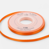 Лента атласная двухсторонняя №751 6мм*25&plusmn;1м ярко-оранжевый TR