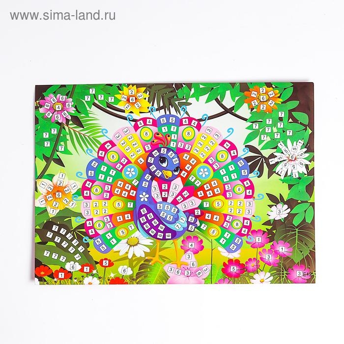 Мозаика стикерная &laquo;Павлин&raquo; блестки, стразы