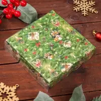 Коробка для печенья, кондитерская новогодняя упаковка, &laquo;Елочные украшения&raquo;, 12&times;12&times;3 см