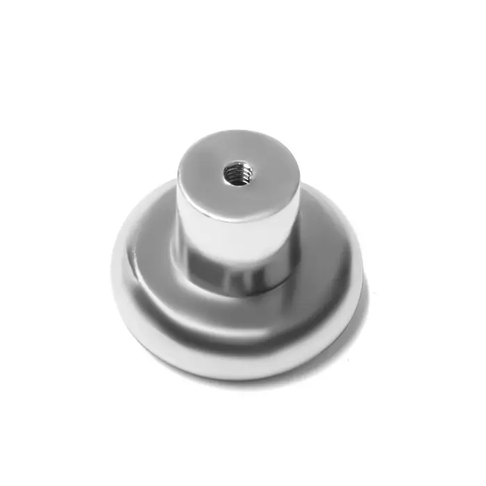 Ручка-кнопка ТУНДРА РК101, цвет хром с черной вставкой