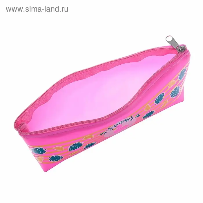 Пенал школьный Calligrata Summer, на молнии, 1 отделение, силикон, розовый