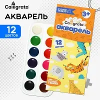 Акварель Calligrata, 12 цветов, без кисти, картон