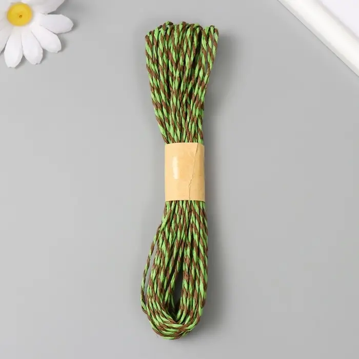 Пряжа 100% целлюлоза "Softino Raffia Color Melange" кручёная, зелёный луг 10м &plusmn;2м