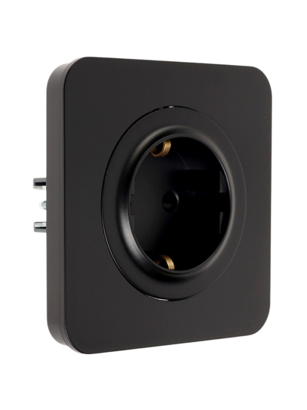 Розетка одноместная, серия "Circular", 16 А, скрытая, с з/к, черная