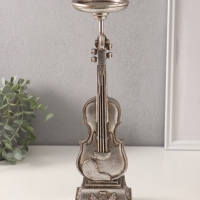 Подсвечник полистоун на 1 свечу "Скрипка" серебро 10х10х36 см
