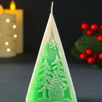 Свеча новогодняя пирамида "Снеговик" 60х120 мм, зелёный