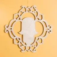 Панно "Хамса" МДФ, 40х40х1 см, цв. коричнево-белый