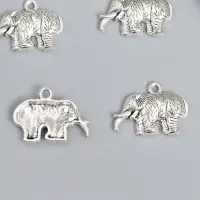 Металлический элемент, декоративная подвеска &laquo;Арт Узор. Упитанный слон&raquo;, серебро, набор 5 шт., 2.1&times;2.8&times;0.4 см