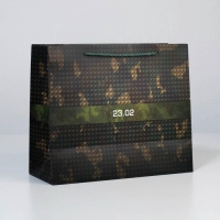 Пакет подарочный ламинированный горизонтальный, упаковка, &laquo;С 23 февраля&raquo;, ML 27 х 23 х 11.5 см