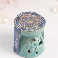 Набор: аромалампа для эфирных масел, мелтсы из воска ароматические &laquo;Слон со слонёнком&raquo;, бирюза, 10&times;10&times;9 см