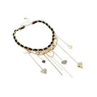 Колье "Акцент" с сердечками, многослойное, цветной в золоте