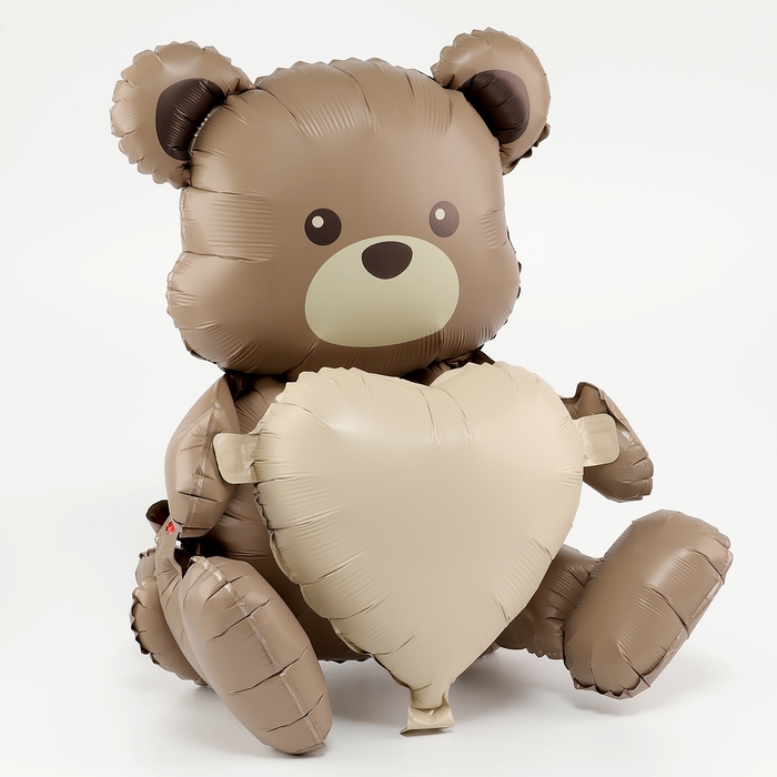 Шар фольгированный 26" &laquo;Сливочный мишка с сердцем&raquo;, под воздух