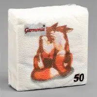 Салфетки бумажные Гармония цвета многоцветие "Лисички", 24*24 см 50 листов