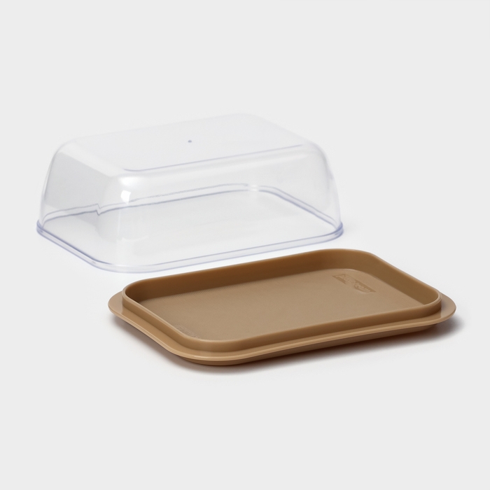 Маслёнка двухсторонняя, 14.5&times;11&times;5.5 см, цвет шоколадный мокко