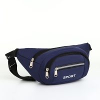 Поясная сумка на молнии, 3 наружных кармана, цвет синий
