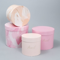 Набор шляпных коробок для цветов 4 в 1, упаковка подарочная, &laquo;Нежный&raquo;, 14 х 13 см - 20 х 17.5 см