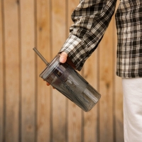 Стакан стеклянный с силиконовой трубочкой SL Home &laquo;Идиллия&raquo;, 650 мл, 8,5&times;24 см, цвет зелёный