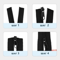 Набор: рулонная молния &laquo;Спираль&raquo; №5, 10 м, 20 бегунков, 40 верхних ограничителей, 20 нижних ограничителей, цвет чёрный