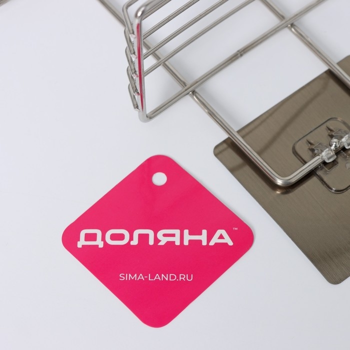 Мыльница 2-х ярусная на липучке Доляна, 2 крючка, 14,5&times;10&times;21 см, цвет хром