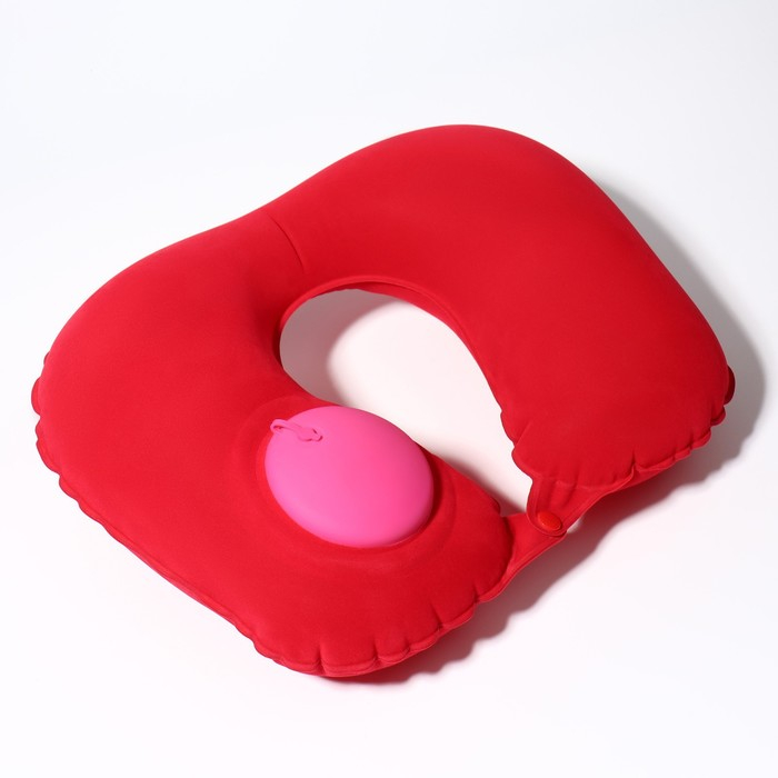 Подушка для шеи дорожная, надувная, с насосом, 47 &times; 27 см, цвет МИКСУдалила  картонная коробка,