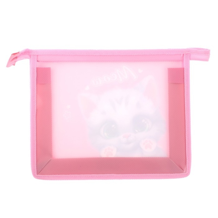 Папка для тетрадей А5, 190 х 230 х 50 мм, молния сверху, пластиковая, Calligrata "Котик"