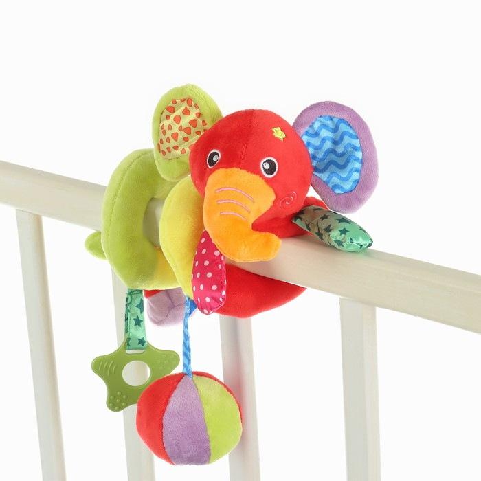 Растяжка - спираль с игрушками дуга на коляску / кроватку для малышей 0+ &laquo;Слоник яркий&raquo;, Крошка Я