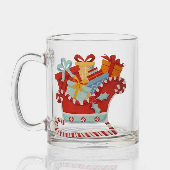 Кружка стеклянная чайная &laquo;С Новым Годом&raquo;, 320 мл, МИКС