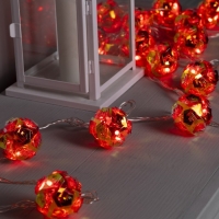 Гирлянда &laquo;Нить&raquo; 4.5 м с насадками &laquo;Цветочные шары&raquo;, IP20, прозрачная нить, 15 LED, свечение красное, 220 В