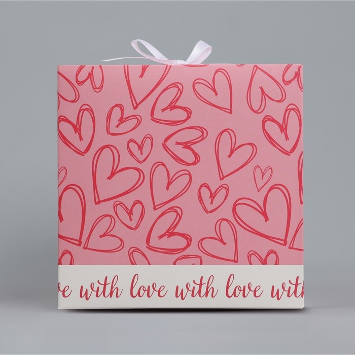 Коробка подарочная складная, упаковка, &laquo;Сердечки&raquo;, 18 х 18 х 18 см
