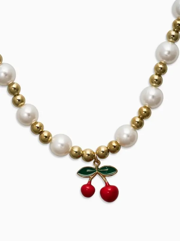 Набор 2 пред-а: серьги. кулон "Вишня" жемчуг, цветной в золоте