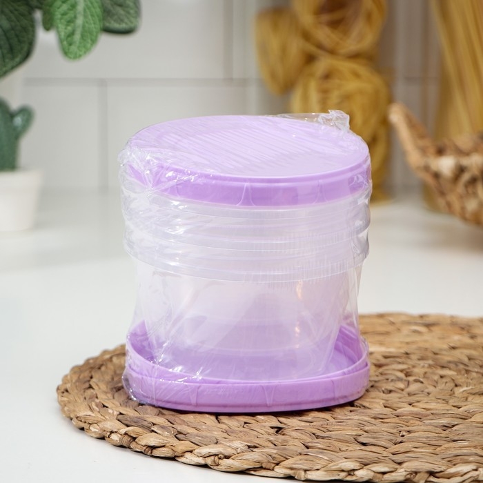 Набор банок для хранения продуктов с крышкой &laquo;Фиджи&raquo;, 3 шт, 0,7 л, цвет крышки МИКС