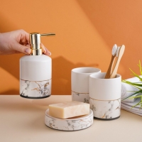 Набор аксессуаров для ванной комнаты &laquo;Афродита&raquo;, 4 предмета (дозатор 380 мл, мыльница, 2 стакана), цвет белый