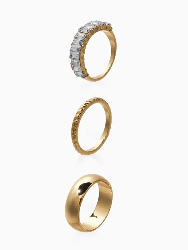 Набор колец 3 шт "Новый стиль" дорожка, размер МИКС, цвет белый в золоте