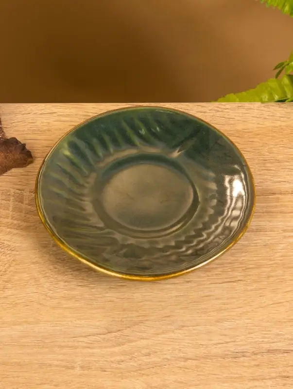 Чашка с блюдцем &laquo;Флора 2&raquo;, 13&times;13&times;9 см, керамика, зелёная