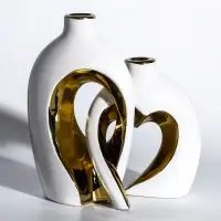 Ваза керамика настольная "Лари" (набор 2 шт) h=26х23, d=4 см, белый