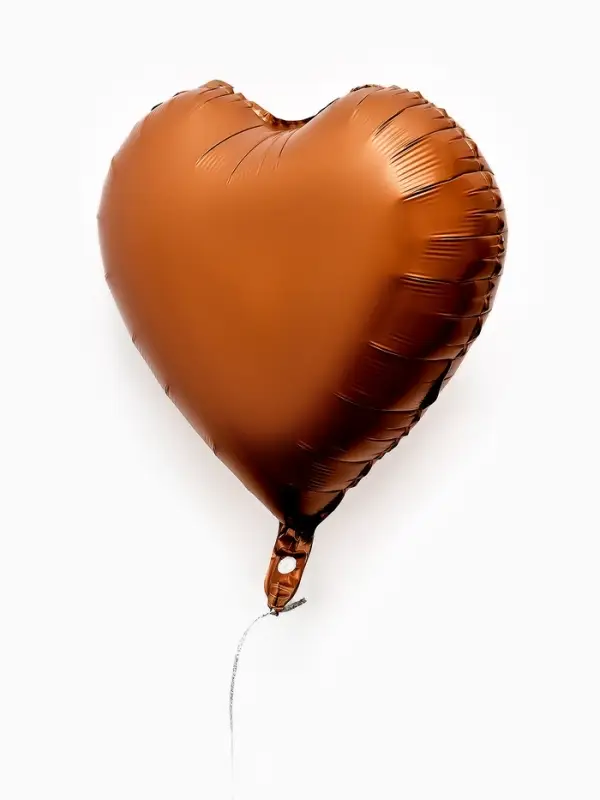 Воздушные шары фольгированные 17" "Сердце" цвет шоколадный сатин, набор 5 штук