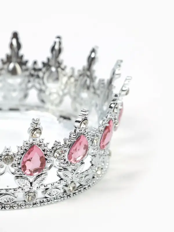 Корона для торта ( Серебро с розовыми камнями)