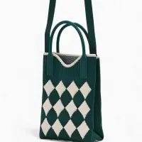 Сумка подр Ромбы, 12*4*17, отд на кнопке, дл ремень, зеленый