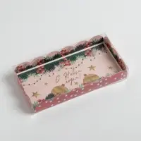 Коробка для кондитерских изделий с пластиковой крышкой &laquo;Гирлянды&raquo;, 10.5 х 21 х 3 см