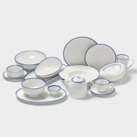 Блюдо овальное Blue Lagoon Magistro 21&times;14.4&times;3.5 см, белое, синий