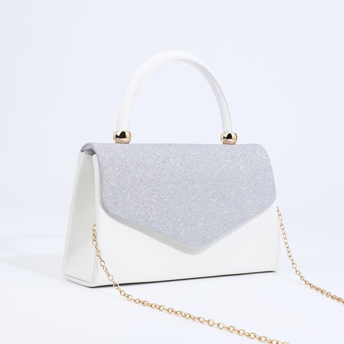 Сумка-клатч на магните, цвет серебряный