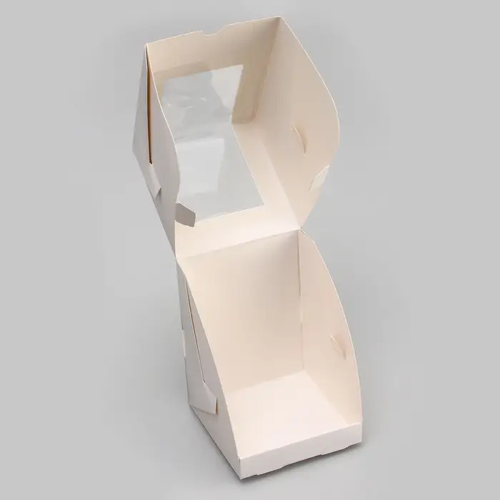 Коробка для 1 капкейк с окном, белая, 12.5&times;9.5&times;9.5 см