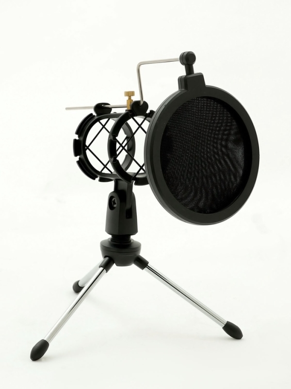 Микрофонная стойка напольная с держателем для телефона