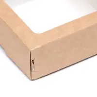 Коробка пищевая, с окном, крафт, 10&times;10&times;3.5 см